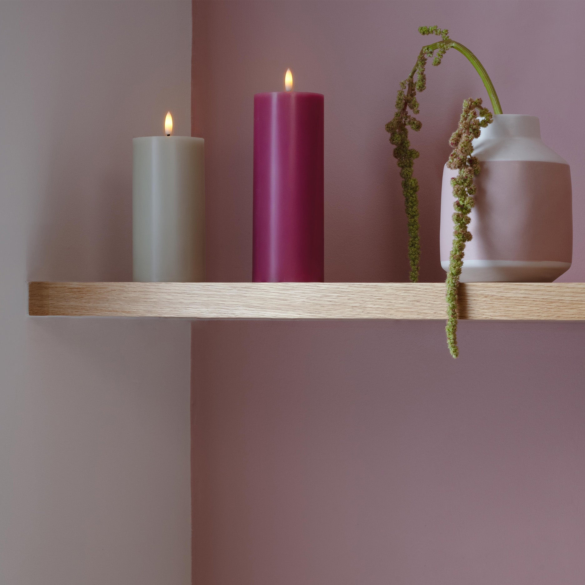 LED pillar candle 7,4x15 cm kit grey